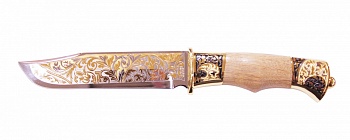 Нож сув"Тайга" ножны кожа (позолота)  ЭИ-107