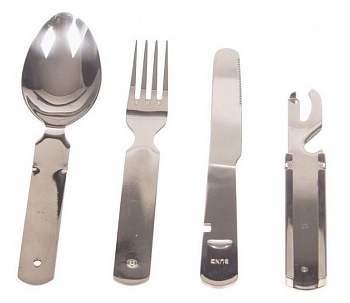 Набор столовых приборов "СЛЕДОПЫТ" в металл. чехле (ложка, вилка, нож, открывашк