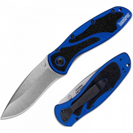 Нож K1670NBSW Blur- склад., алюм ру-ть синяя, кл.Sandvik 14C28N