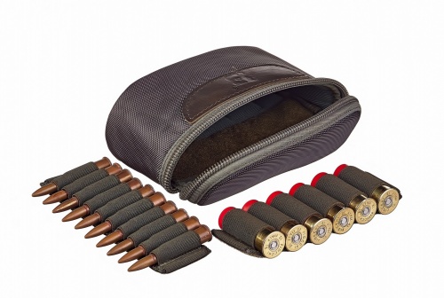 Патронташ открытый на 13 пат. c 2 нав. подсум. (12-16 кбр) "Лайт" / Черный