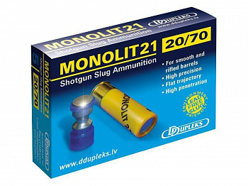 Патрон к.20х70, 21гр.DDupleks с пулей Monolit 1уп/5шт