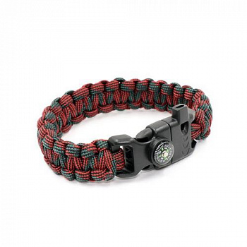 Браслет "СЛЕДОПЫТ" из паракорда со свистком, компасом и огнивом, 24,5х2 см/250/