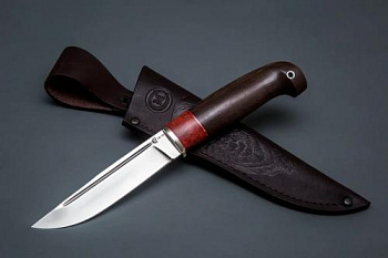 Нож Пукко, ст. VG-10,мельхиор,стаб.кар.бер.,черное дерево