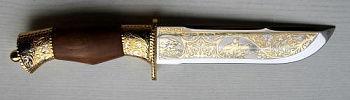 Нож сув"Вавилон"ножны кожа (позолота)  ЭИ-107