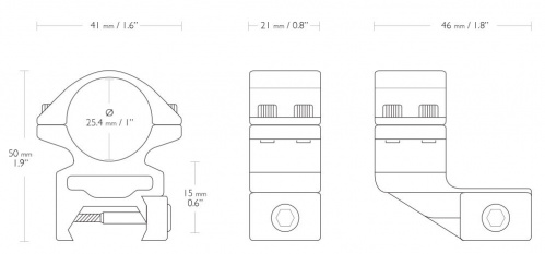 Кольца Hawke на 26мм Weaver с выносом, выс.(22124)