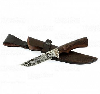 Нож Пластун кован,ст95х18,венги,литье,гравировка