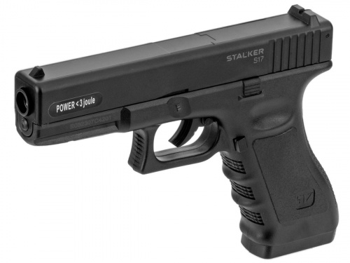 Пистолет пневм Stalker S17 (Glock17) к.4,5мм, 12г CO2, пласт 120 м/с, чёрный (12