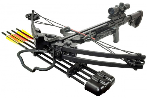 Арбалет блочный Man Kung XB52, black,4 стрелы, воск,прицел 4х32,ремень,кивер,натяжитель