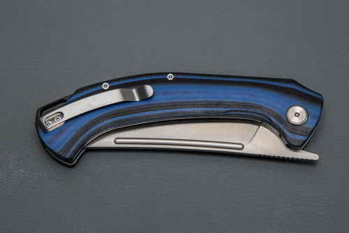 Нож Узбекский, складной ст.AUS-10, рук.G10 (черно-синяя)