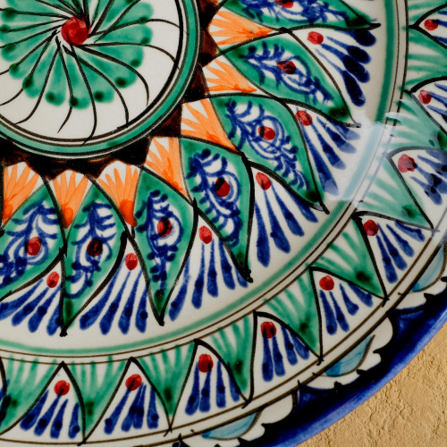 Тарелка синяя Риштан 22 см плоская