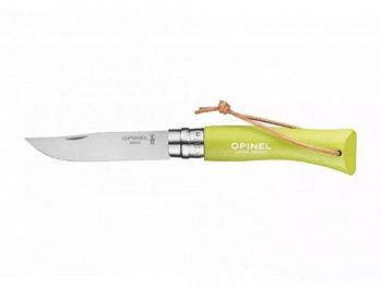 Нож Opinel Tradition Trekking №07, клинок 8см, нерж, рукоять-граб, желто-зел тем