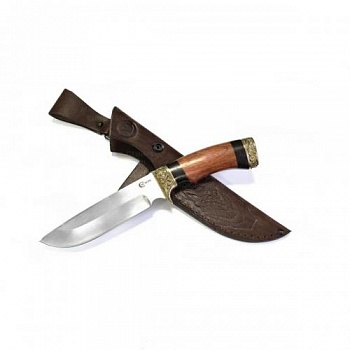 Нож Лорд,ст.690,мельхиор,стаб.кар.бер.,черное дерево