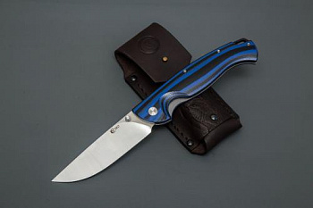 Нож Сибиряк, складной ст.AUS-10, рук.G10 (черно-синяя)