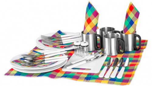 Набор для пикника на 4 персоны синий/серый (HS-605(4)BG) Helios