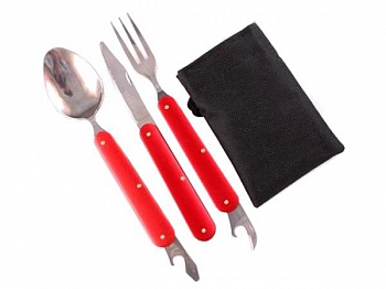 Набор складных столовых приборов "СЛЕДОПЫТ", в чехле (ложка, вилка, нож), на бли