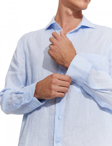 РУБАШКА NORVEG LINEN МУЖСКАЯ ПРЯМАЯ ЦВЕТ БЛЕДНО-ГОЛУБОЙ