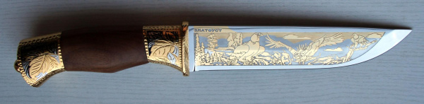 Нож сув"Егерь"ножны кожа (позолота)   ЭИ-107