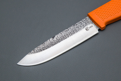 Нож Мурена, ст.Х12МФ, след ковки, рук. Elastron (оранжевый)