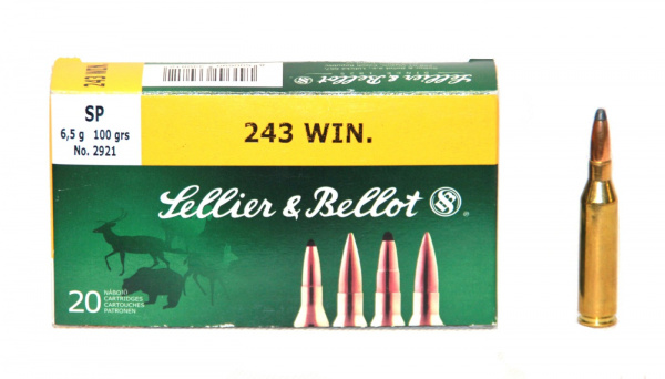 Патрон к.243Win 6,5гр SP п/об Sellier&Bellot 1уп/20шт