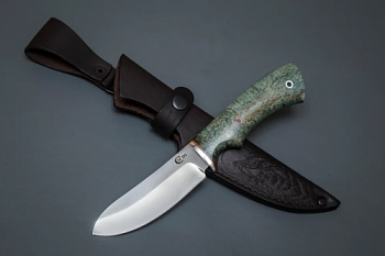 Нож Кречет, ст.D2 мельхиор, стабилизированная карельская береза