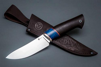 Нож Кайман,ст. VG-10,мельхиор,стаб.кар.бер.,черное дерево