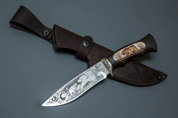 Нож Близнец, кован.ст.95х18,венги,литье,кость,гравир.