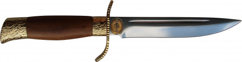 Нож позолоченный"Финка НКВД" (ножны из кожи)сталь 40х10с2м