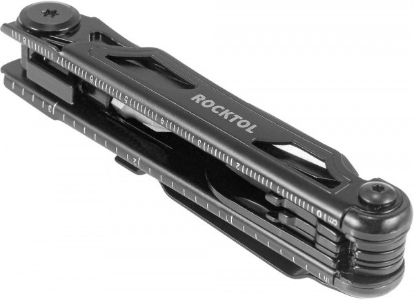 Нож-мультитул Rocktol 12 в 1, кожаный чехол, черный