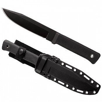 Нож с фикс.клин.AUS-8,черн.покрытие,резин.рук-ть,пластиковые ножны CS_38CKR SRK