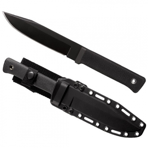 Нож с фикс.клин.AUS-8,черн.покрытие,резин.рук-ть,пластиковые ножны CS_38CKR SRK