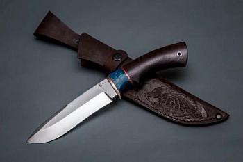 Нож Скиф, ст. VG-10,мельхиор,стаб.кар.бер.,черное дерево