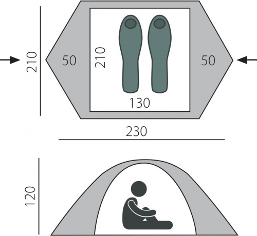 Палатка Malm 2 BTrace (Зеленый/Бежевый)