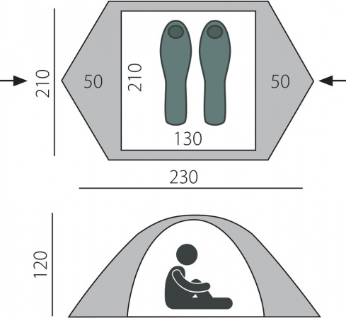 Палатка Malm 2 BTrace (Зеленый/Бежевый)
