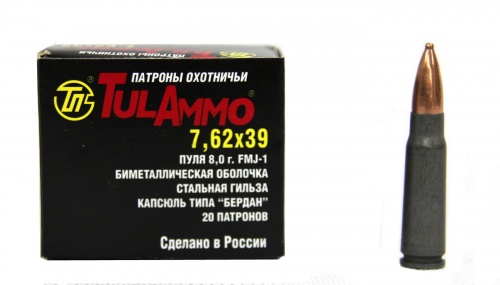 Патрон к.7,62х39 12,4гр FMJ-1 ТПЗ 1уп/20шт