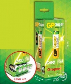 Э/П GP 15A LR6/316 Блок40 (10хШринк4) Антикризисная упаковка