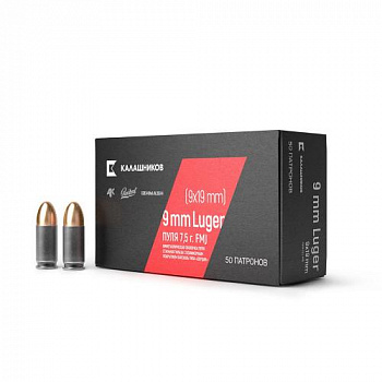 Патрон к.9мм Luger\FMJ 115 gr\г.ст\об.бим\Tulammo\гофр.1уп/50шт