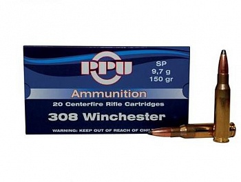 Патрон к.308Win (PPU SP Soft Point 11,7гр) 1уп/20шт