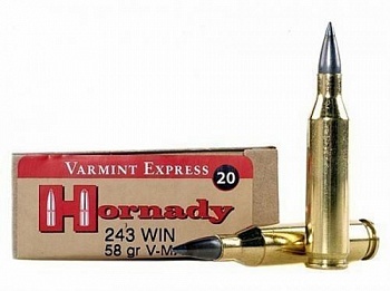 Патрон к.243 W Hornady 58 VX Moly 1шт
