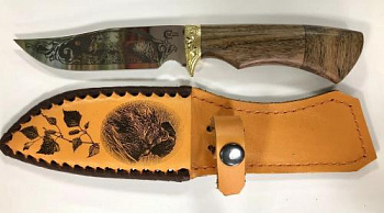 Нож Пластун,ст.65х13,литье, рукоять ценные породы дерева гравировка