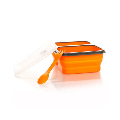 Контейнер Tramp силиконовый 2 отсека с ловилкой (оранжевый , 900мл)