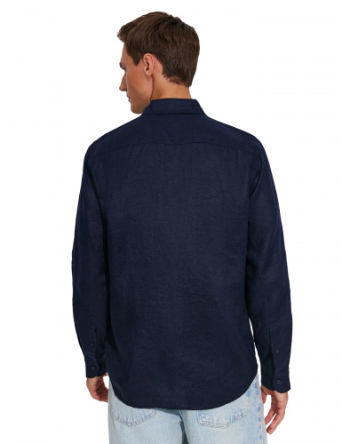 РУБАШКА NORVEG LINEN МУЖСКАЯ ПРЯМАЯ ЦВЕТ ТЕМНО-СИНИЙ