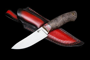 Нож Кайман,ст. S390,макумэ ганэ,зуб мамонта,кап.клена,форм.ножны