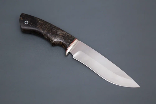 Нож Близнец, ст.D2,литье мельхиор, стабилизированная карельская береза