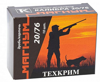 Патрон к.20х76 дробовой картечь 6,5 "Магнум"  Техкрим 1уп/10