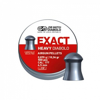 Пульки JSB Exact Heavy кал. 4,52мм, 0,67г (500 шт./бан.)