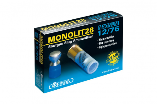 Патрон к.12х76, 28гр.DDupleks с пулей Monolit 1уп/5шт