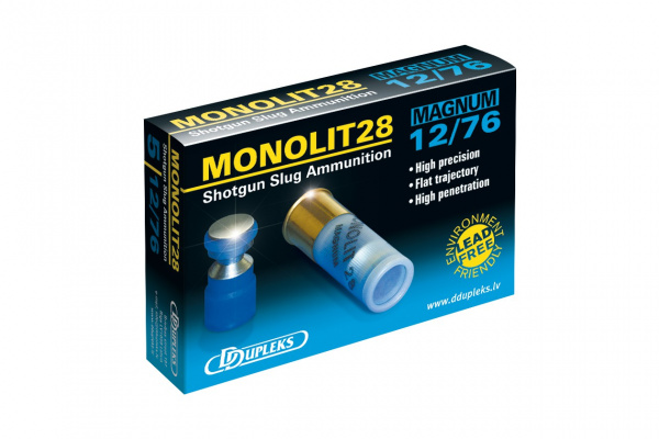 Патрон к.12х76, 28гр.DDupleks с пулей Monolit 1уп/5шт