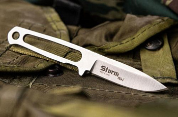 Нож STURM mini AUS-8 SW LS (StoneWash, Leather Sheath)