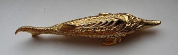 Икорница литая(Осётр)20 см.позолоченая
