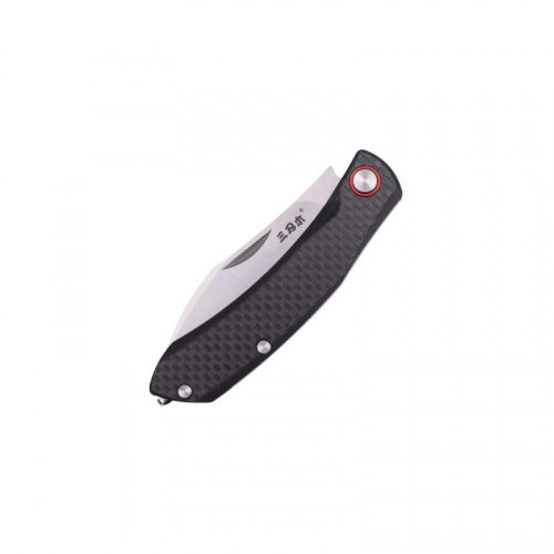 Нож Sanrenmu 7315 складной сталь 12C27 Brush black carbon fiber overlay G10 base